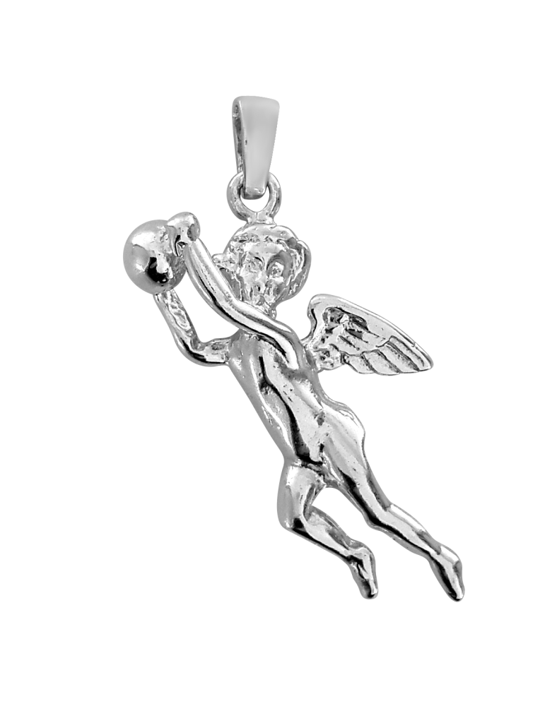 SREBRNY MEDALIK ANIOŁEK TRZYMAJĄCY PIŁKĘ PR. 925