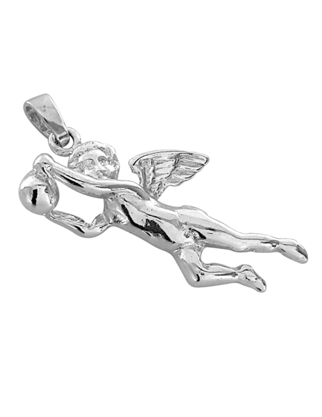 SREBRNY MEDALIK ANIOŁEK TRZYMAJĄCY PIŁKĘ PR. 925