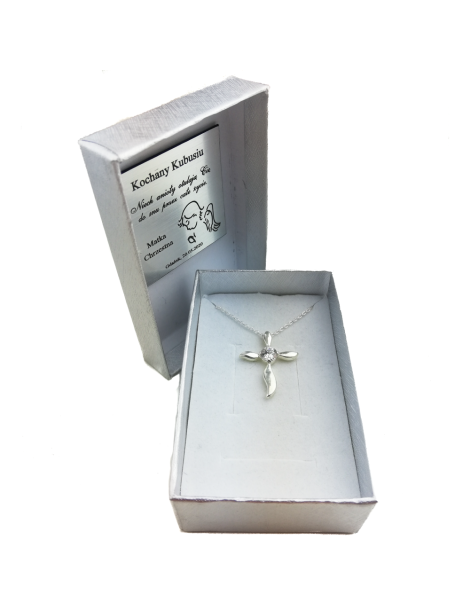 SREBRNY KRZYŻYK OZDOBNY Z CYRKONIĄ PR. 925 - RÓŻNE KOLORY