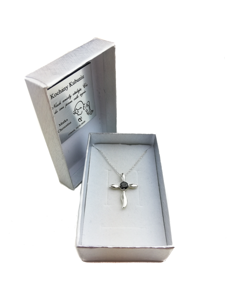 SREBRNY KRZYŻYK OZDOBNY Z CYRKONIĄ PR. 925 - RÓŻNE KOLORY