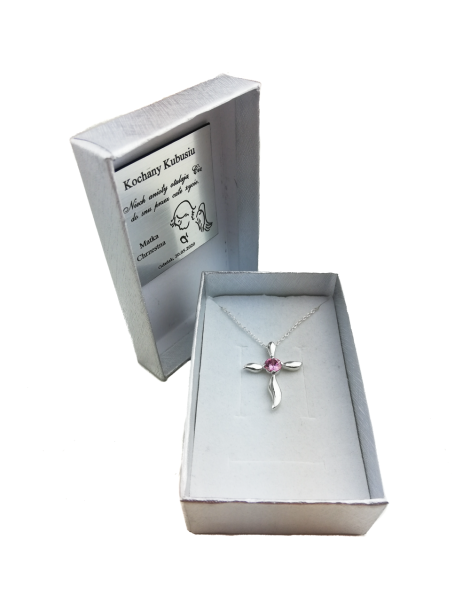 SREBRNY KRZYŻYK OZDOBNY Z CYRKONIĄ PR. 925 - RÓŻNE KOLORY