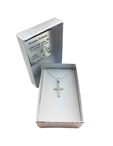 SREBRNY KRZYŻYK OZDOBNY Z CYRKONIAMI PR. 925 - RÓŻNE KOLORY