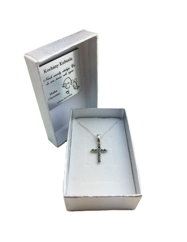 SREBRNY KRZYŻYK OZDOBNY Z CYRKONIAMI PR. 925 - RÓŻNE KOLORY