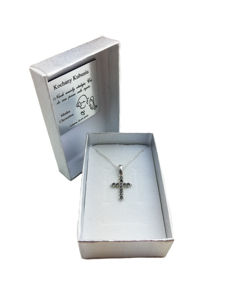 SREBRNY KRZYŻYK OZDOBNY Z CYRKONIAMI PR. 925 - RÓŻNE KOLORY