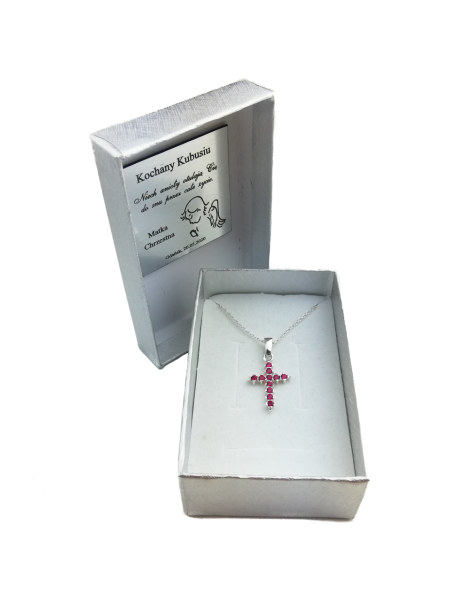 SREBRNY KRZYŻYK OZDOBNY Z CYRKONIAMI PR. 925 - RÓŻNE KOLORY