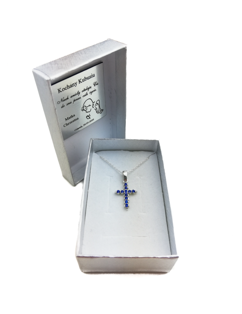 SREBRNY KRZYŻYK OZDOBNY Z CYRKONIAMI PR. 925 - RÓŻNE KOLORY