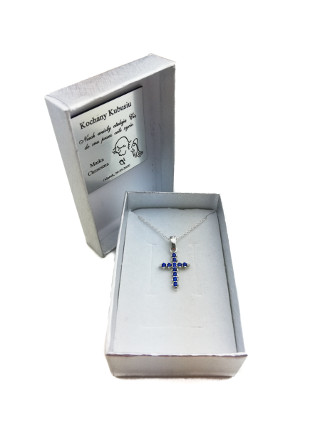 SREBRNY KRZYŻYK OZDOBNY Z CYRKONIAMI PR. 925 - RÓŻNE KOLORY