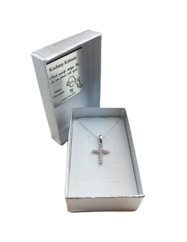 SREBRNY KRZYŻYK OZDOBNY Z CYRKONIAMI PR. 925 - RÓŻNE KOLORY