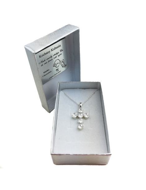 SREBRNY KRZYŻYK OZDOBNY Z CYRKONIAMI PR. 925 - RÓŻNE KOLORY