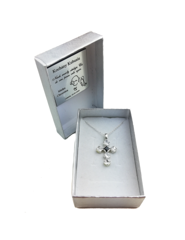 SREBRNY KRZYŻYK OZDOBNY Z CYRKONIAMI PR. 925 - RÓŻNE KOLORY