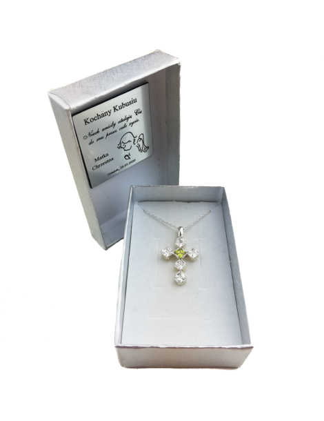 SREBRNY KRZYŻYK OZDOBNY Z CYRKONIAMI PR. 925 - RÓŻNE KOLORY