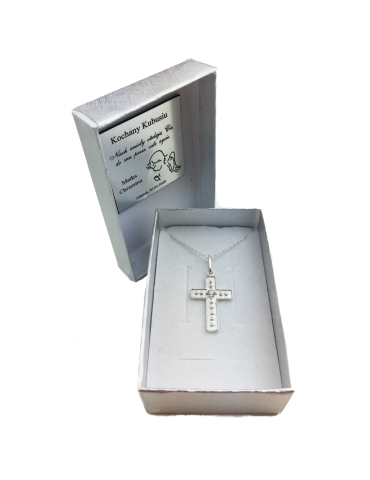 SREBRNY KRZYŻYK OZDOBNY Z CYRKONIĄ PR. 925 - RÓŻNE KOLORY