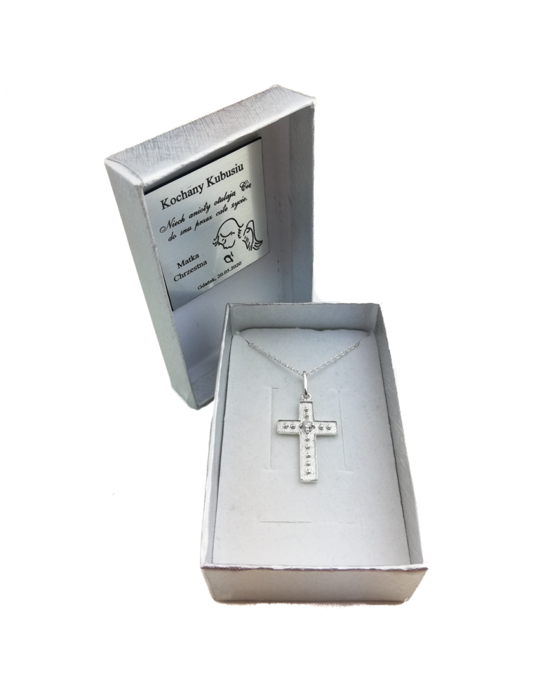 SREBRNY KRZYŻYK OZDOBNY Z CYRKONIĄ PR. 925 - RÓŻNE KOLORY