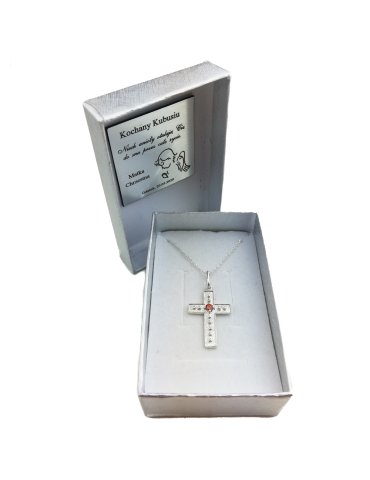 SREBRNY KRZYŻYK OZDOBNY Z CYRKONIĄ PR. 925 - RÓŻNE KOLORY