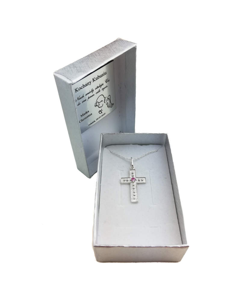 SREBRNY KRZYŻYK OZDOBNY Z CYRKONIĄ PR. 925 - RÓŻNE KOLORY