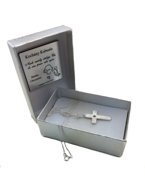 SREBRNY KRZYŻYK OZDOBNY Z CYRKONIĄ PR. 925 - RÓŻNE KOLORY