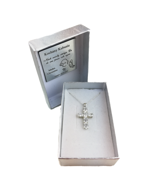 SREBRNY KRZYŻYK OZDOBNY Z CYRKONIAMI PR. 925 - RÓŻNE KOLORY