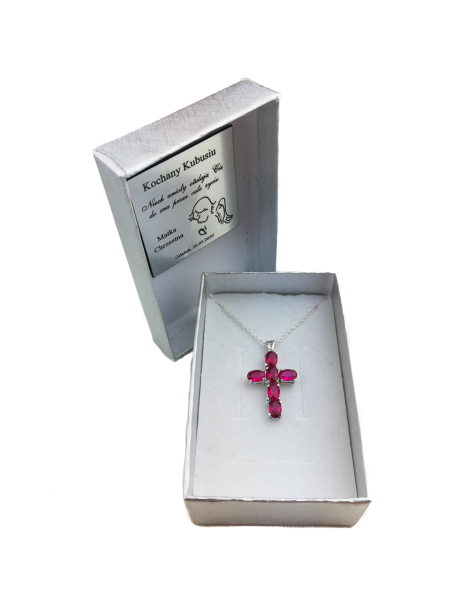 SREBRNY KRZYŻYK OZDOBNY Z CYRKONIAMI PR. 925 - RÓŻNE KOLORY