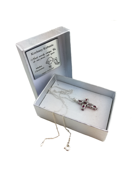 SREBRNY KRZYŻYK OZDOBNY Z CYRKONIAMI PR. 925 - RÓŻNE KOLORY