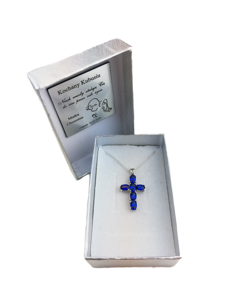 SREBRNY KRZYŻYK OZDOBNY Z CYRKONIAMI PR. 925 - RÓŻNE KOLORY