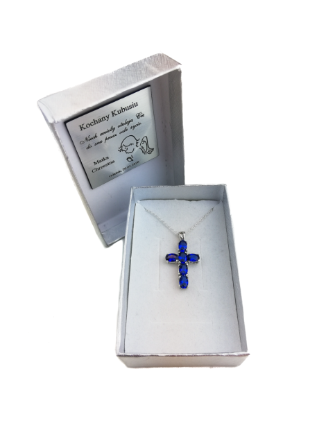 SREBRNY KRZYŻYK OZDOBNY Z CYRKONIAMI PR. 925 - RÓŻNE KOLORY