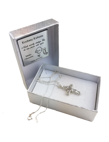 SREBRNY KRZYŻYK OZDOBNY Z CYRKONIAMI PR. 925 - RÓŻNE KOLORY