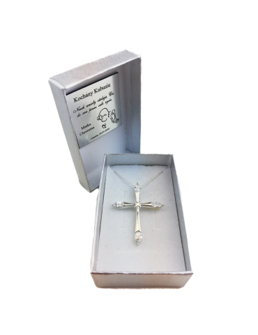 SREBRNY KRZYŻYK OZDOBNY Z CYRKONIAMI PR. 925 - RÓŻNE KOLORY