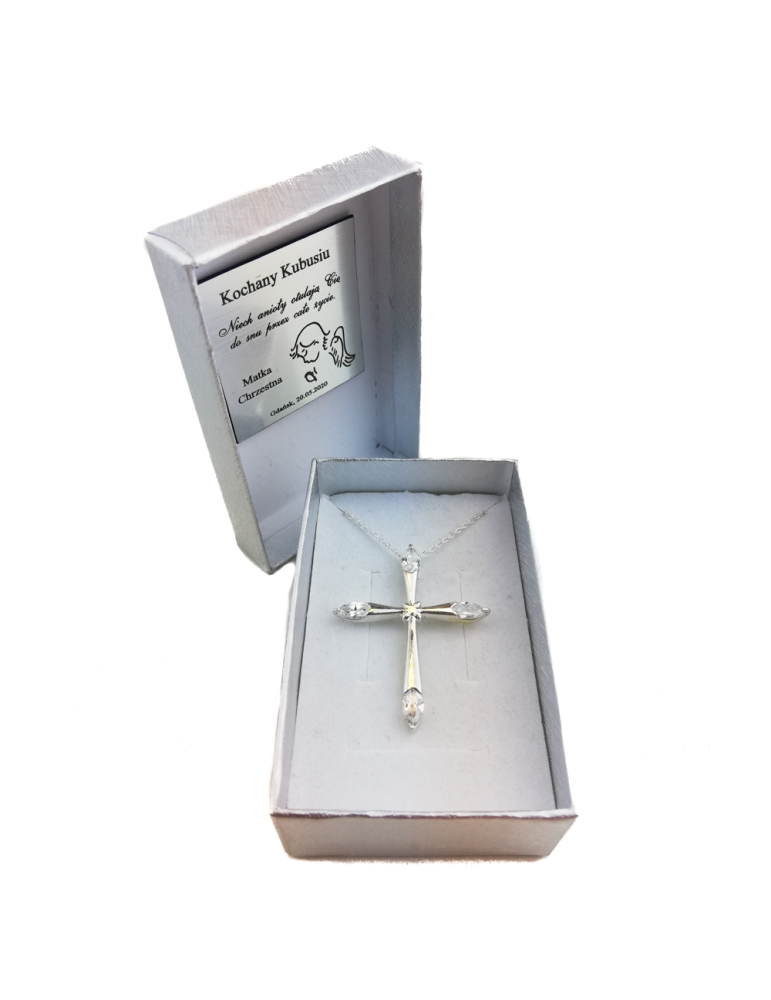 SREBRNY KRZYŻYK OZDOBNY Z CYRKONIAMI PR. 925 - RÓŻNE KOLORY