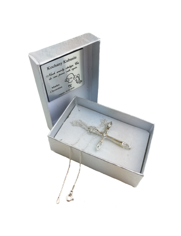 SREBRNY KRZYŻYK OZDOBNY Z CYRKONIAMI PR. 925 - RÓŻNE KOLORY