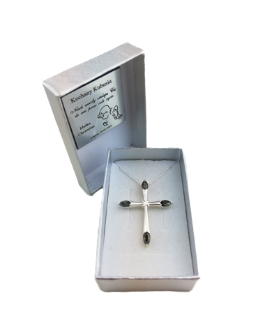 SREBRNY KRZYŻYK OZDOBNY Z CYRKONIAMI PR. 925 - RÓŻNE KOLORY