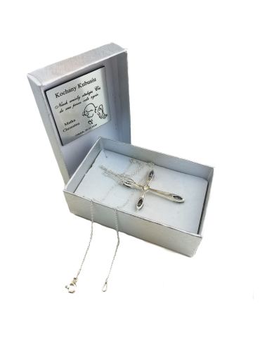 SREBRNY KRZYŻYK OZDOBNY Z CYRKONIAMI PR. 925 - RÓŻNE KOLORY