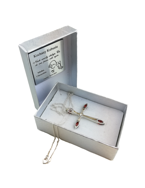 SREBRNY KRZYŻYK OZDOBNY Z CYRKONIAMI PR. 925 - RÓŻNE KOLORY