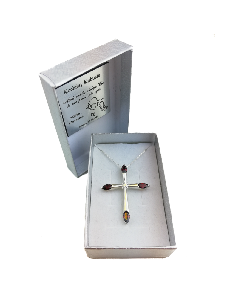 SREBRNY KRZYŻYK OZDOBNY Z CYRKONIAMI PR. 925 - RÓŻNE KOLORY