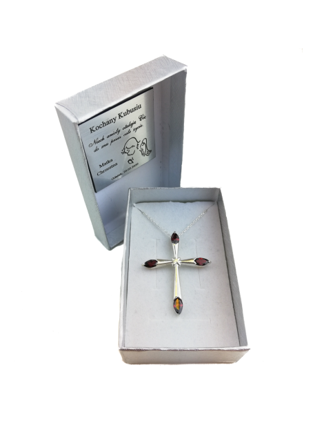 SREBRNY KRZYŻYK OZDOBNY Z CYRKONIAMI PR. 925 - RÓŻNE KOLORY