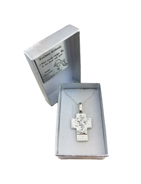 SREBRNY KRZYŻ DUŻY Z ŚWIĘTYM KRZYSZTOFEM PR. 925