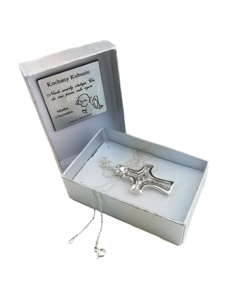 SREBRNY KRZYŻ OZDOBNY Z DUŻĄ CYRKONIĄ PR. 925