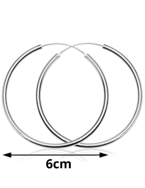 KOLCZYKI SREBRNE DUŻE KOŁA - ŚREDNICA 6 CM PR. 925