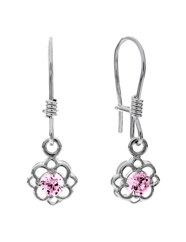 SREBRNE KOLCZYKI KWIATKI NA BIGLU - RÓŻNE KOLORY