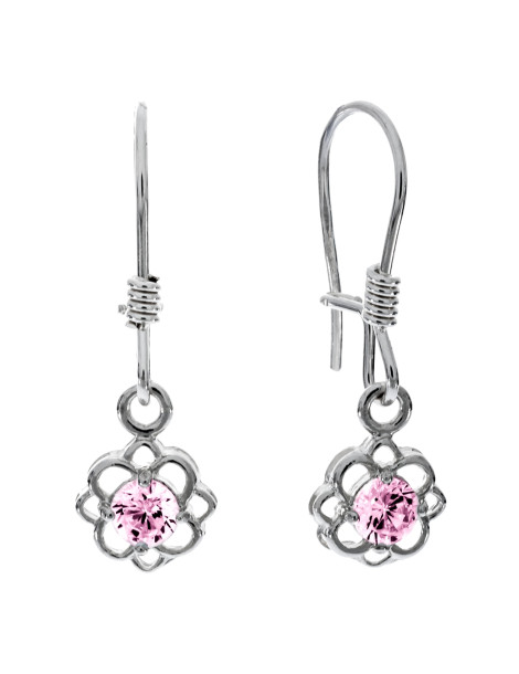 SREBRNE KOLCZYKI KWIATKI NA BIGLU - RÓŻNE KOLORY