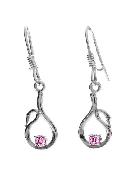 SREBRNE KOLCZYKI ŁABĘDZIE NA BIGLU PR. 925 RÓŻNE KOLORY