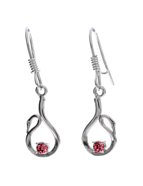 SREBRNE KOLCZYKI ŁABĘDZIE NA BIGLU PR. 925 RÓŻNE KOLORY