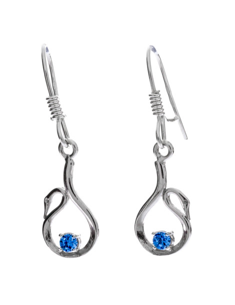 SREBRNE KOLCZYKI ŁABĘDZIE NA BIGLU PR. 925 RÓŻNE KOLORY