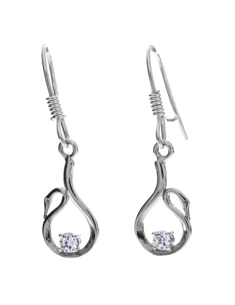 SREBRNE KOLCZYKI ŁABĘDZIE NA BIGLU PR. 925 RÓŻNE KOLORY