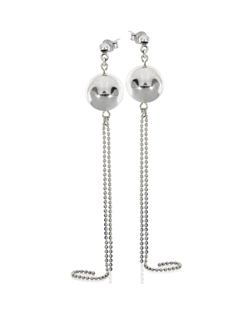 SREBRNE DŁUGIE KOLCZYKI KULKI NA SZTYFT