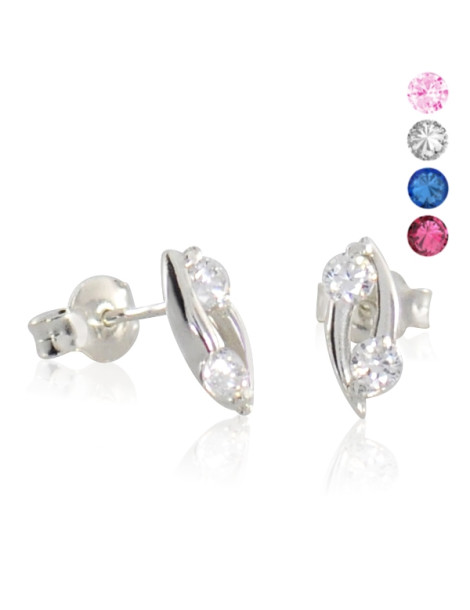 SREBRNE KOLCZYKI Z CYRKONIAMI NA SZTYFT PR. 925 - RÓŻNE KOLORY