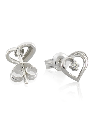 SREBRNE KOLCZYKI SERDUSZKA Z CYRKONIAMI NA SZTYFT - RÓŻNE KOLORY