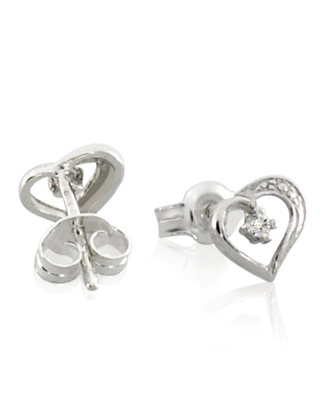 SREBRNE KOLCZYKI SERDUSZKA Z CYRKONIAMI NA SZTYFT - RÓŻNE KOLORY