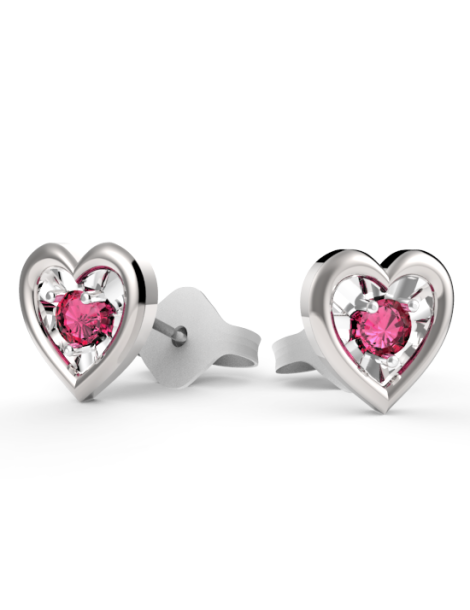 SREBRNE KOLCZYKI SERDUSZKA Z CYRKONIAMI NA SZTYFT - RÓŻNE KOLORY