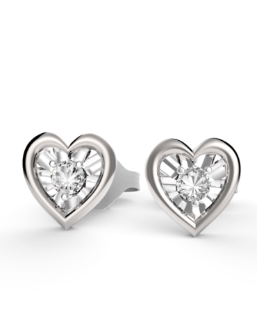 SREBRNE KOLCZYKI SERDUSZKA Z CYRKONIAMI NA SZTYFT - RÓŻNE KOLORY