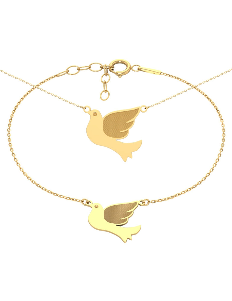 KOMPLET ZŁOTYCH CELEBRYTEK GOŁĄBKI GOŁĘBIE ZŁOTO 585